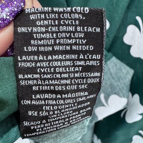 MAD ENGINE GREEN W WHITE SHAMROCKS SHORT SLEEVE BUTTON DOWN ST PATRICKS SHIRT - Picture 9 of 9